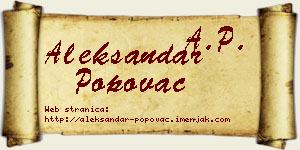 Aleksandar Popovac vizit kartica